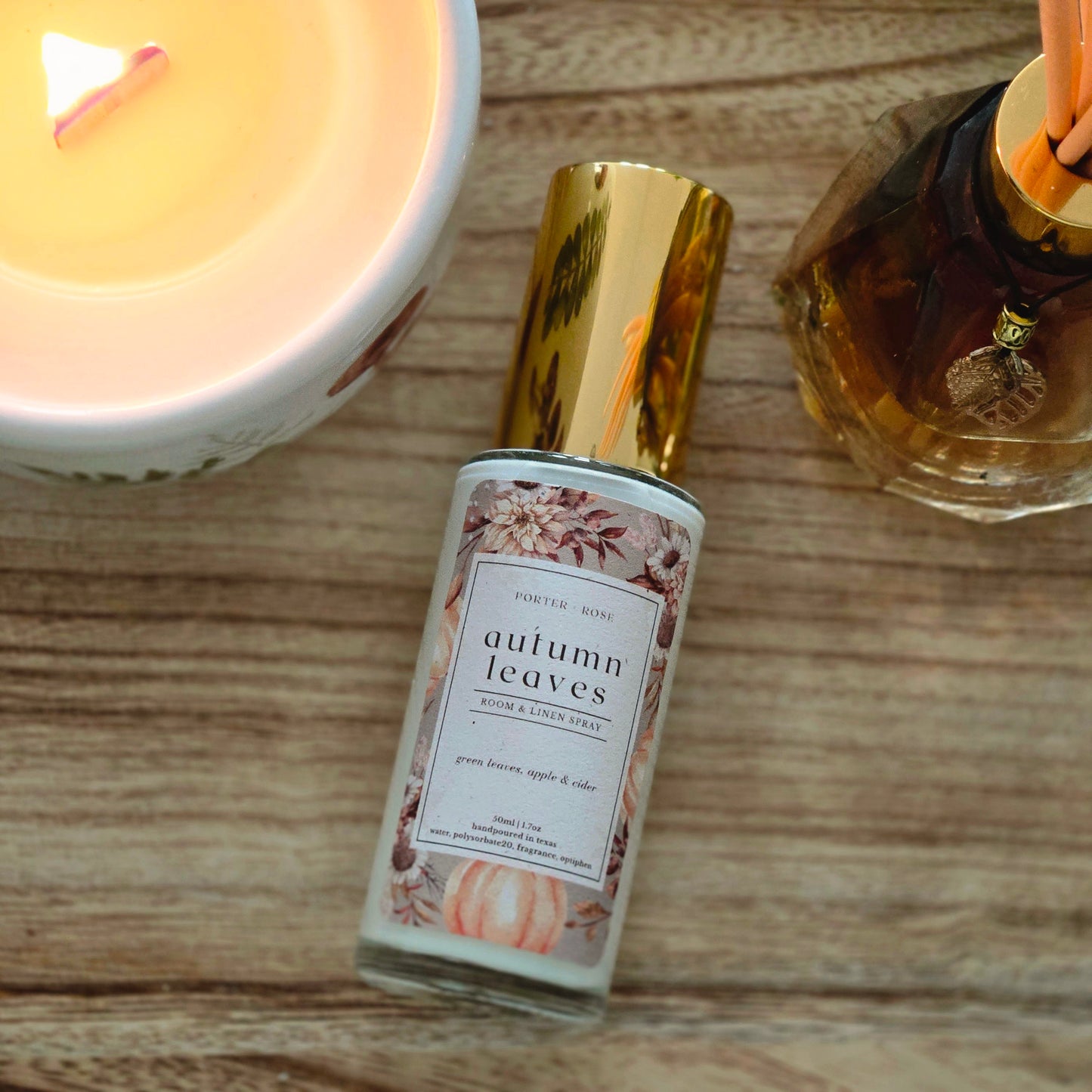 autumn leaves scented room and linen spray for fall home fragrance
