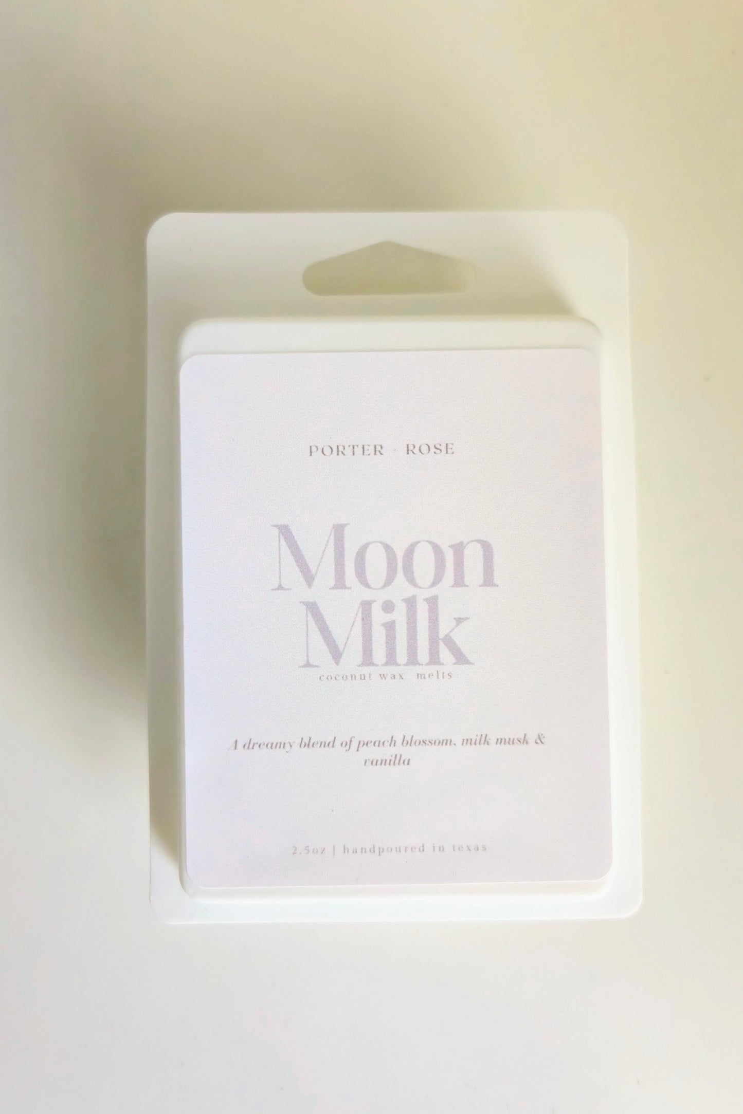Moon Milk coconut wax melt packaging on a white background