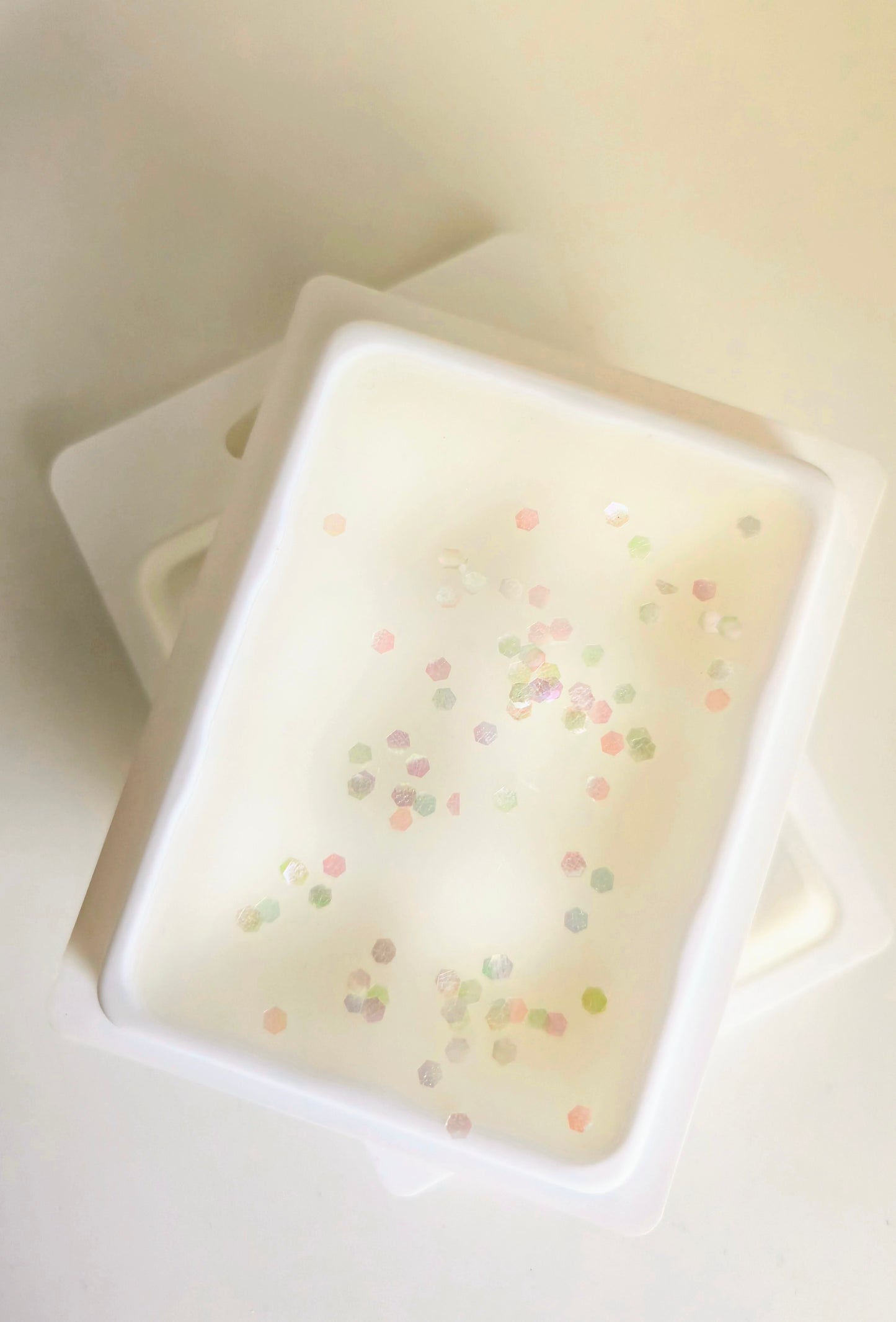 Moon Milk Wax Melts with eco friendly iridescent glitter flakes