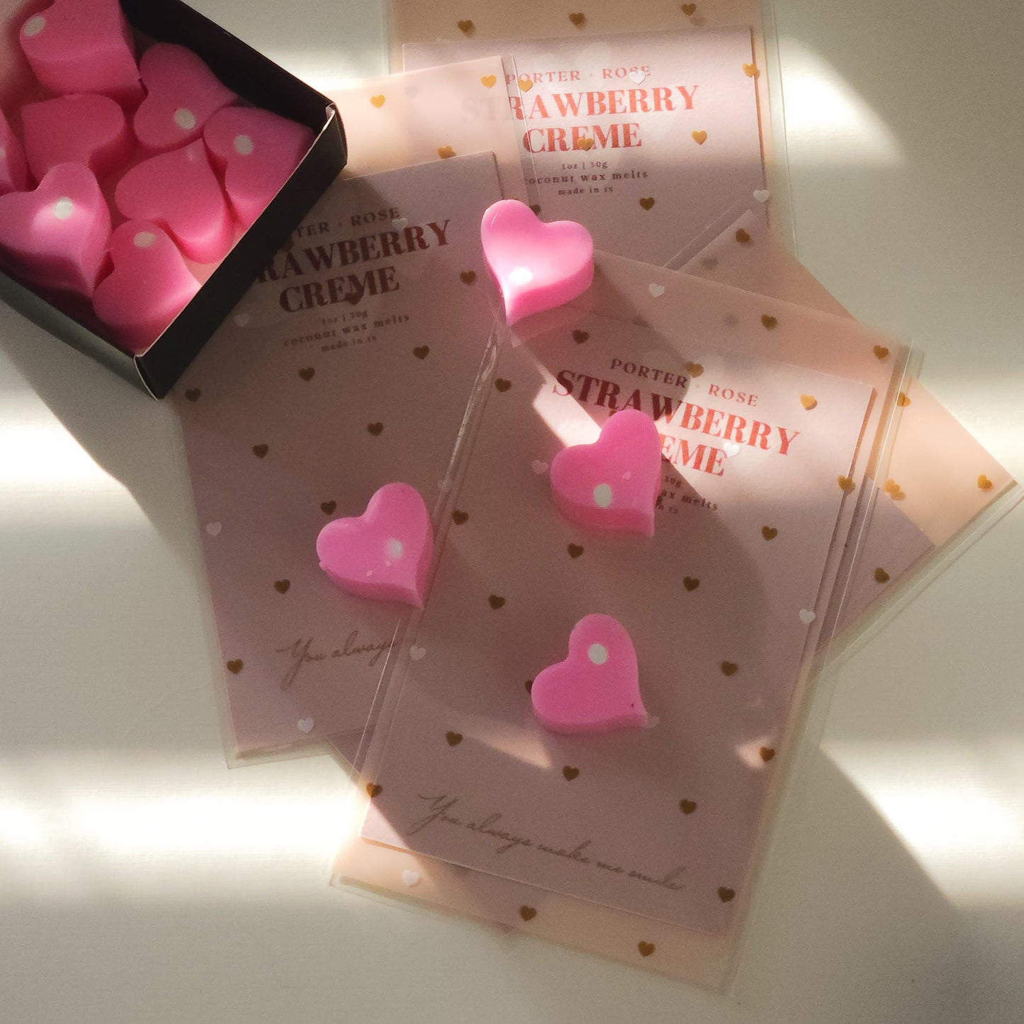 Strawberry Creme Heart Shaped Wax Melts - porter + rose