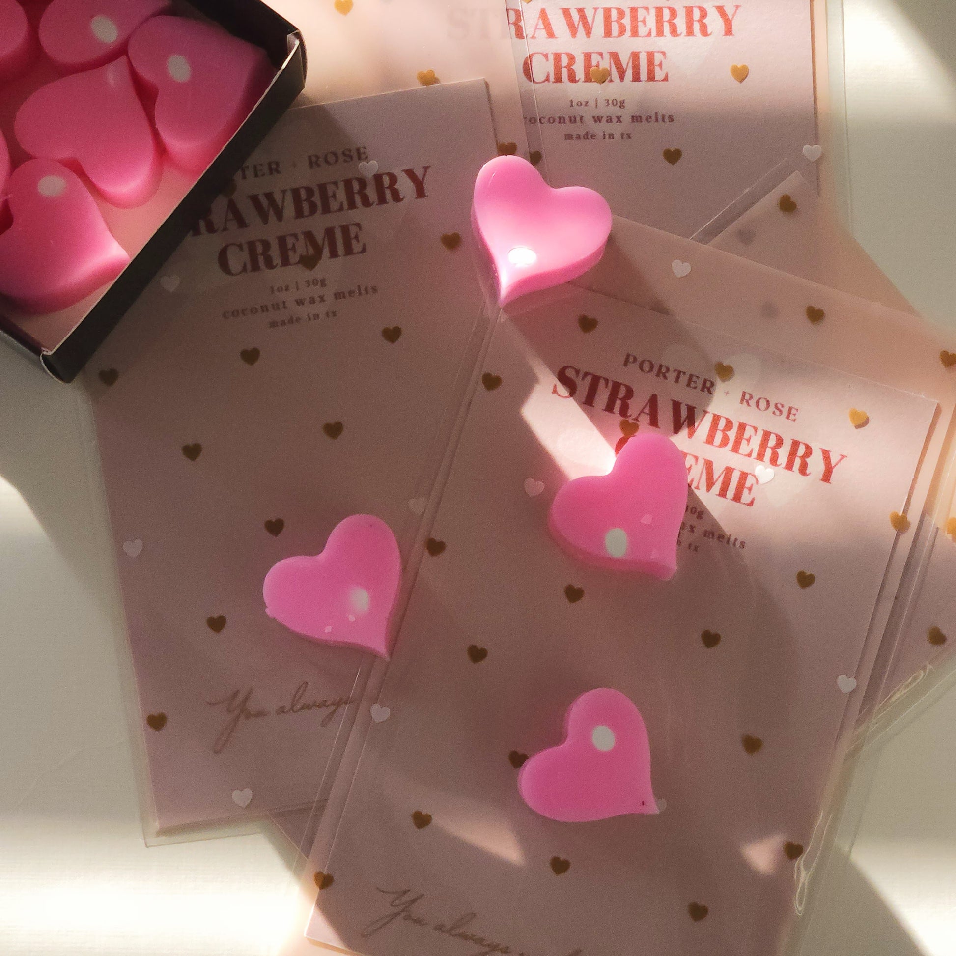 Strawberry Creme Heart Shaped Wax Melts - porter + rose