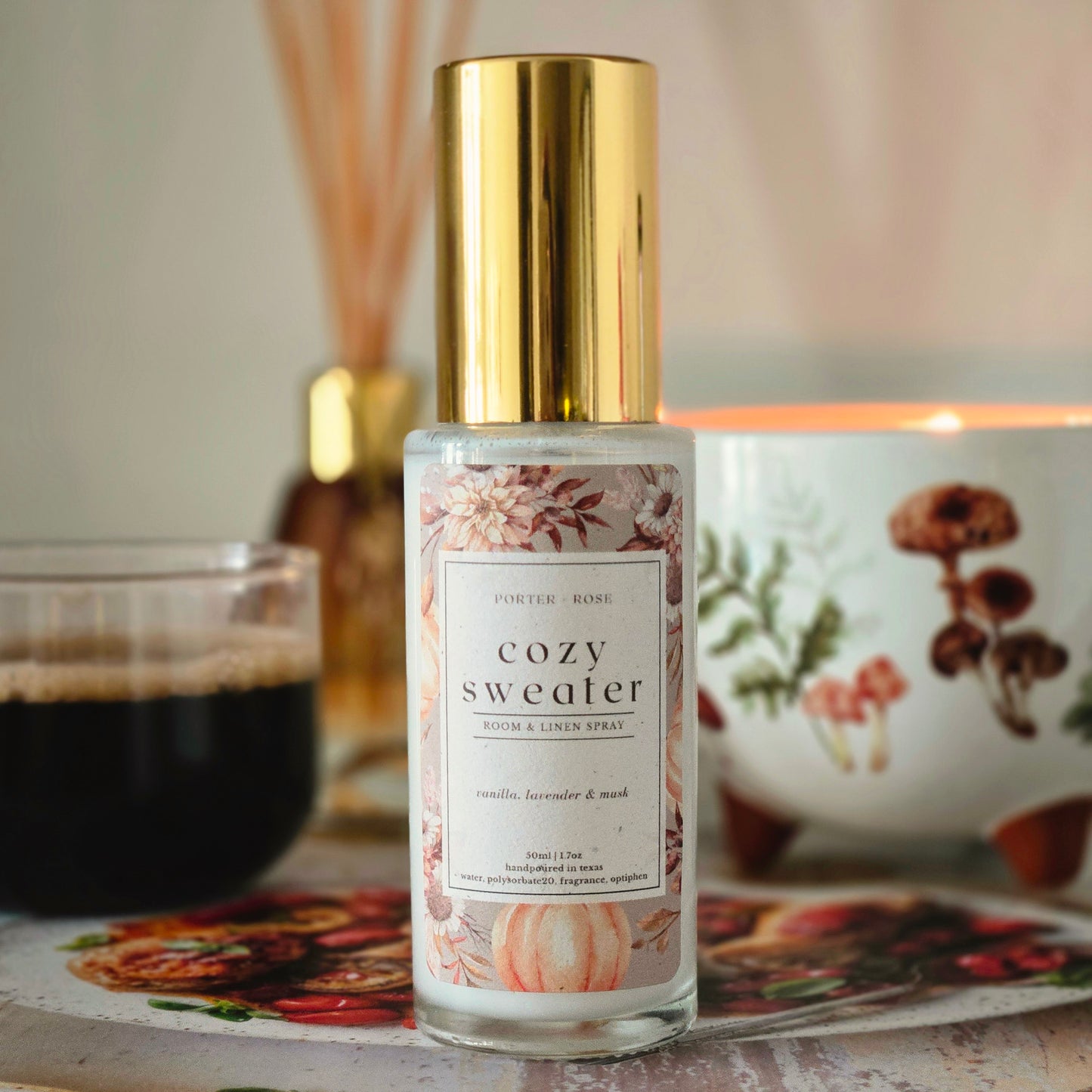 cozy sweater scented room and linen spray for cozy home fragrance for fall