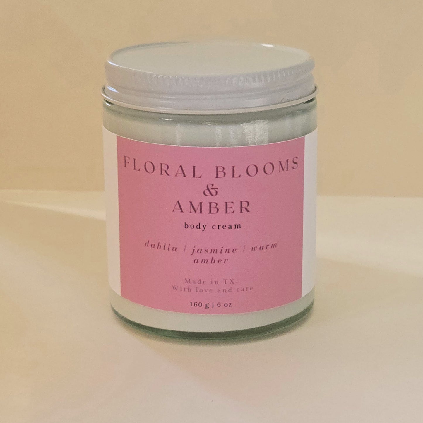 floral scented body cream for dry skin, creamy body lotion for women 6 oz glass jar