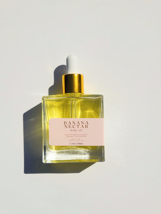 Banana Nectar tropical body oil for summer glow and hydration