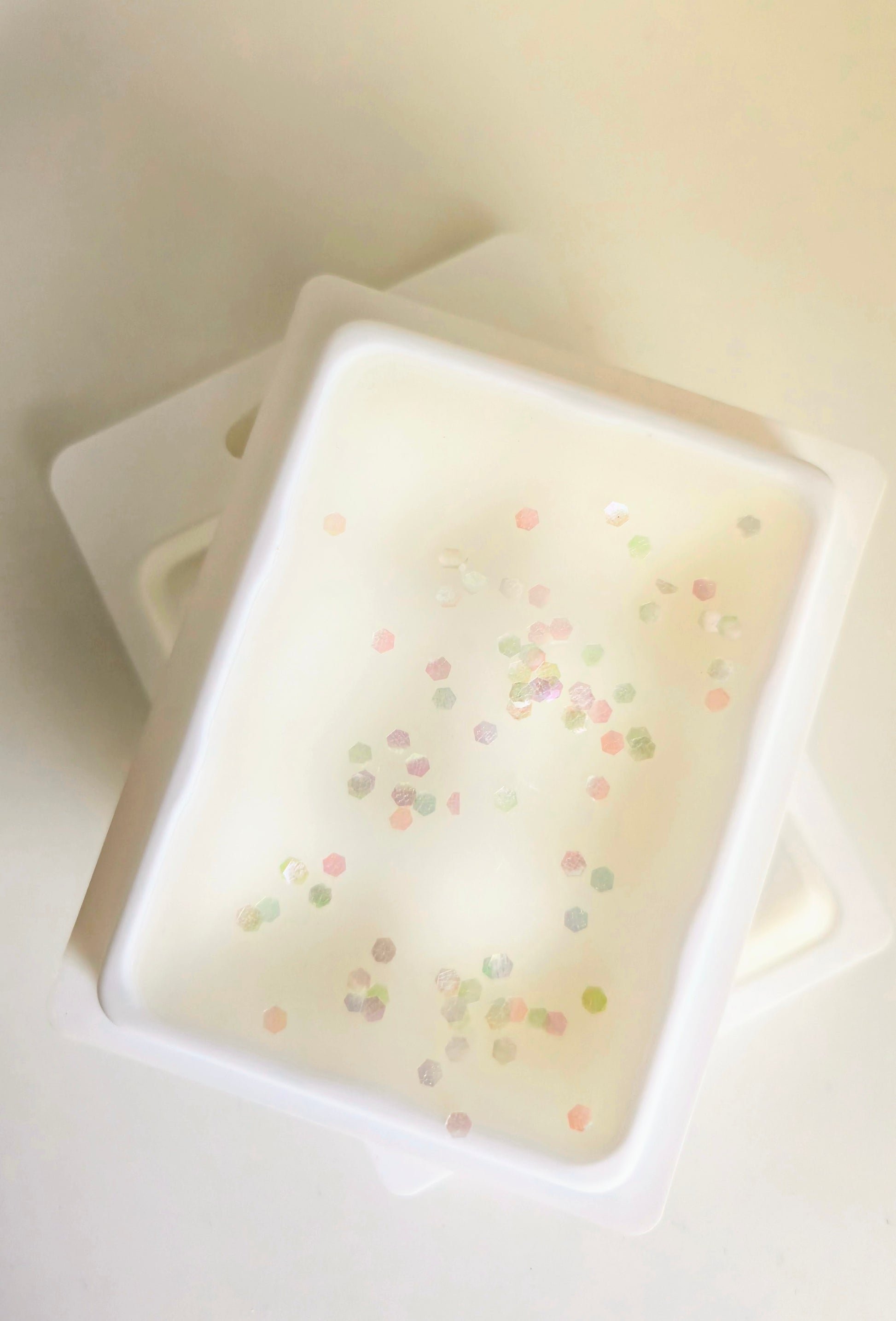Moon Milk Wax Melts with eco friendly iridescent glitter flakes