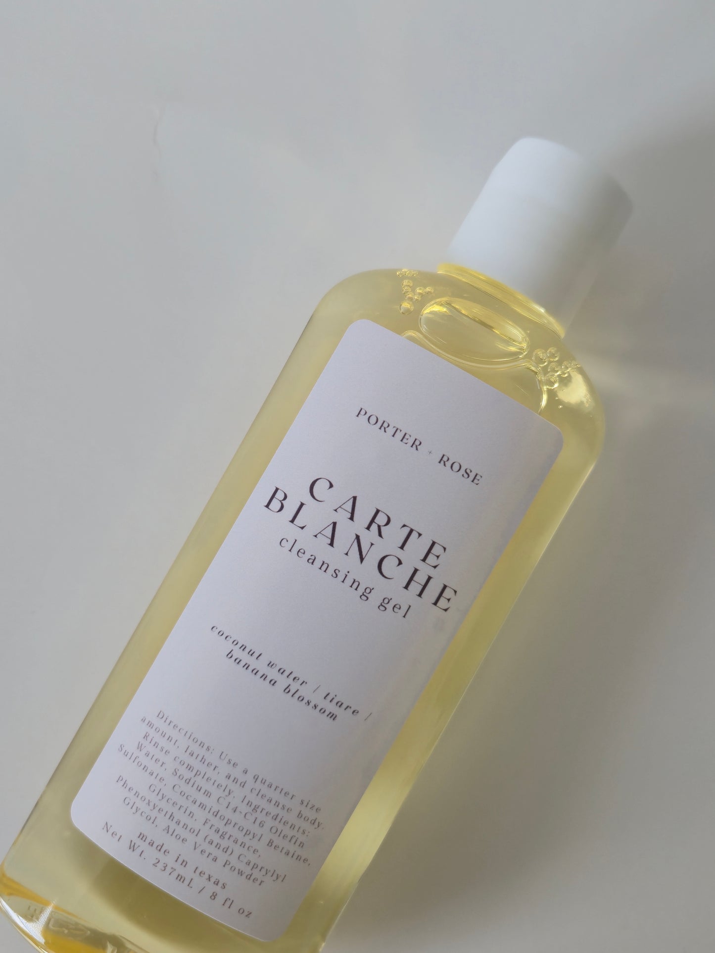 Carte Blanche Body Cleansing Gel - porter + rose