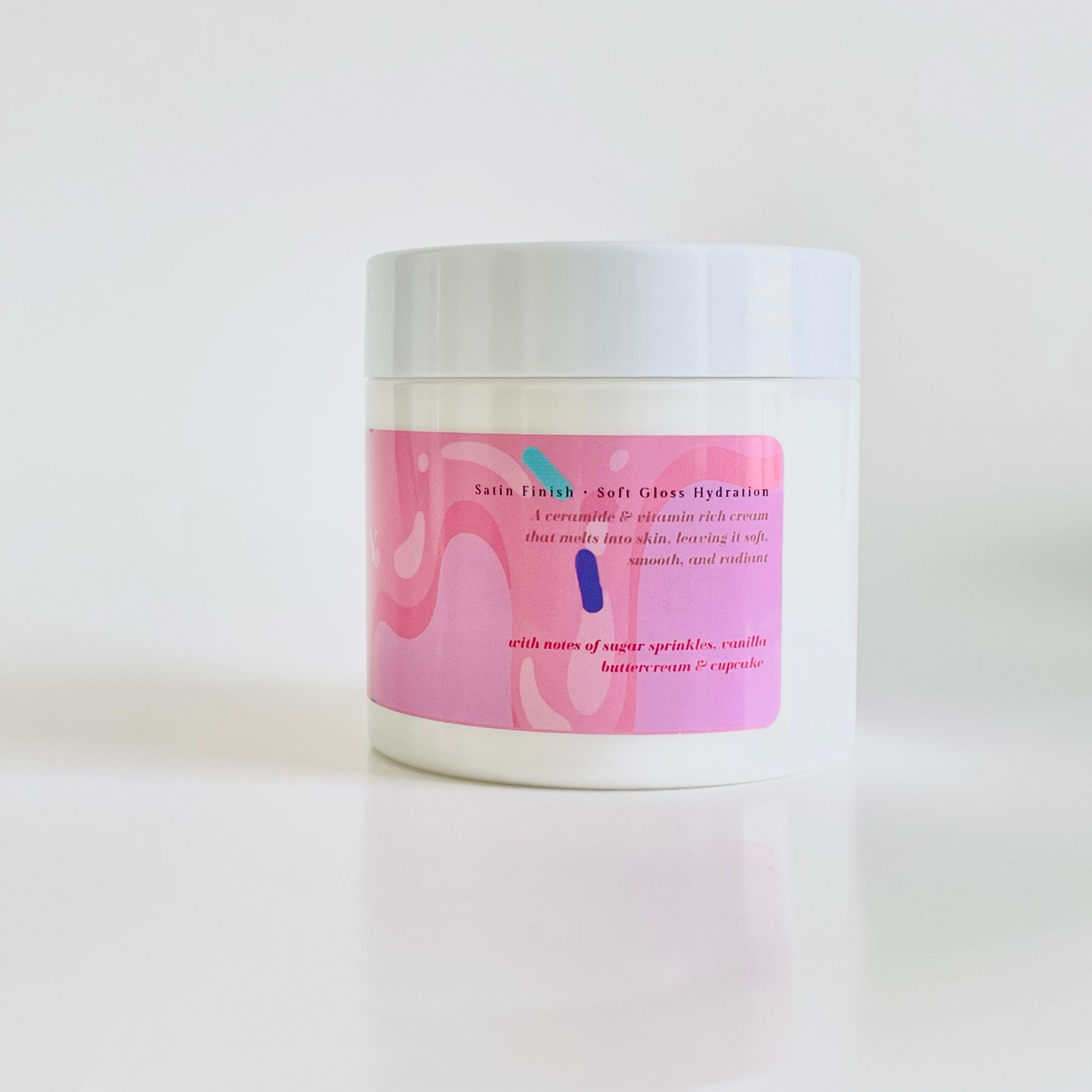 satin body butter with notes sugar sprinkles, vanilla buttercream, and cupcake - porter rose