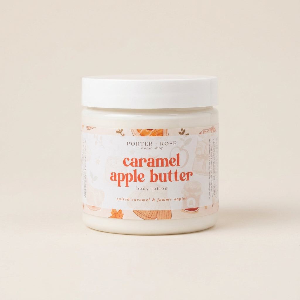 jar of porter + rose studio shop caramel apple butter body lotion