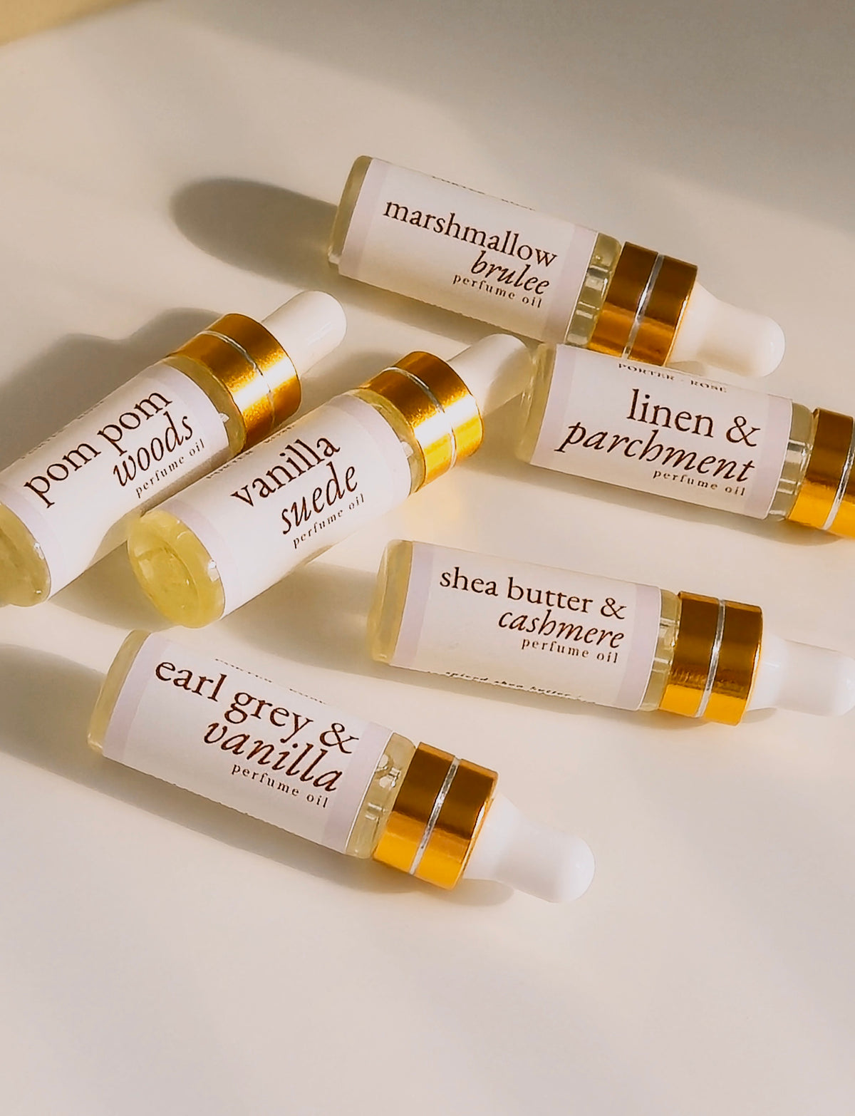 Tiny bottles, lots of personality. Shop 5 mL concentrated perfume oils in six scents. Alcohol-free, layering-friendly, and 3 for $27.