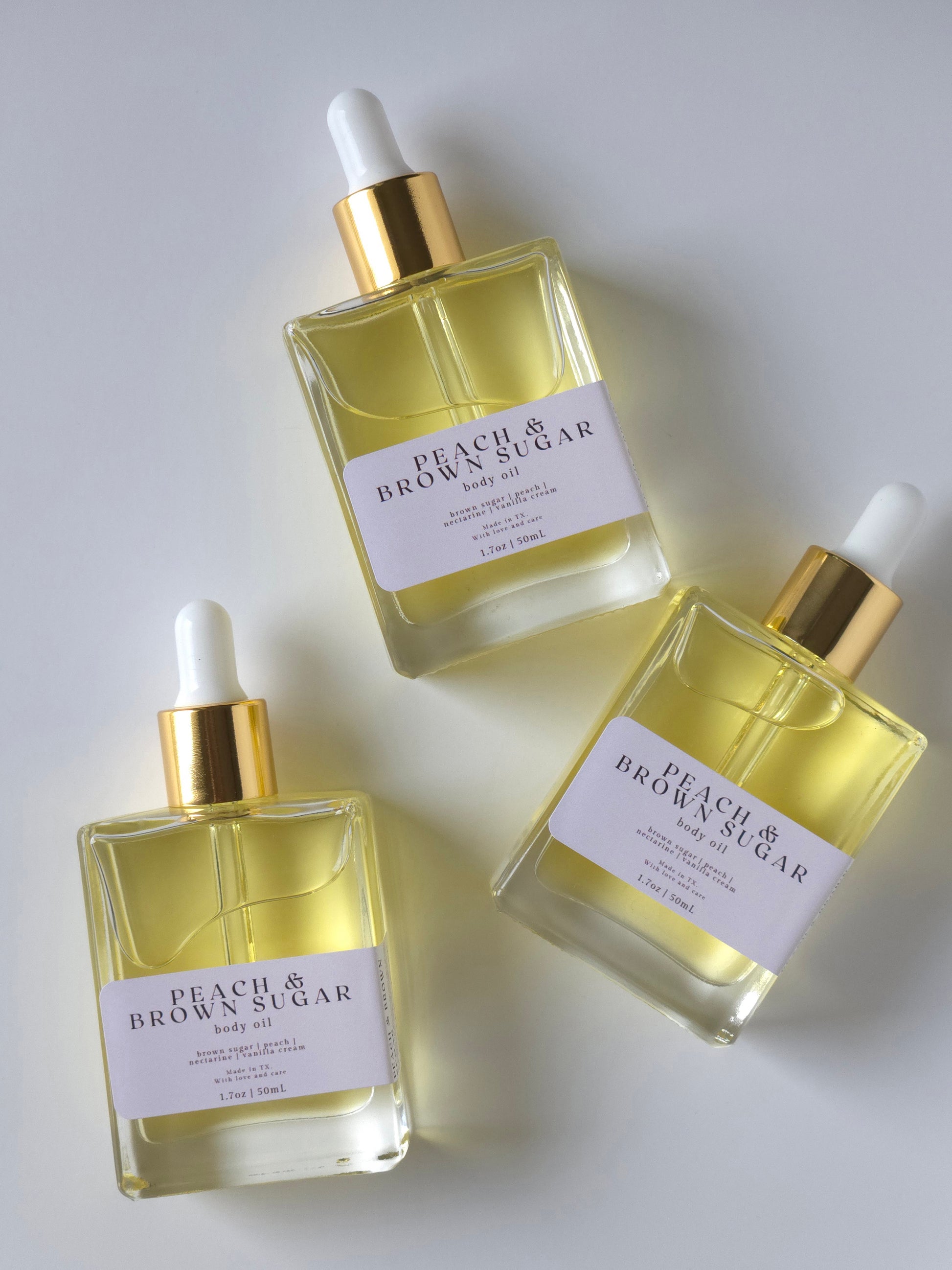 body oil for dry skin, glowing skin peach & brown sugar by porter + rose