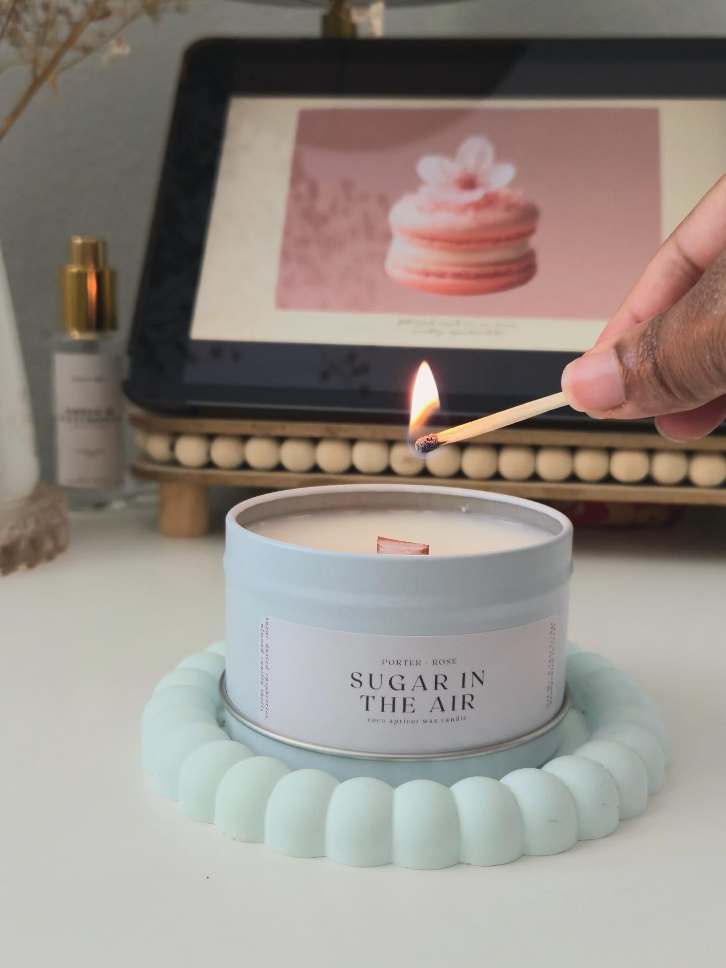 Sugar in the Air Wooden Wick Candle - porter + rose