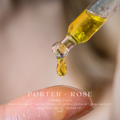 nourishing body oil dropping on hand