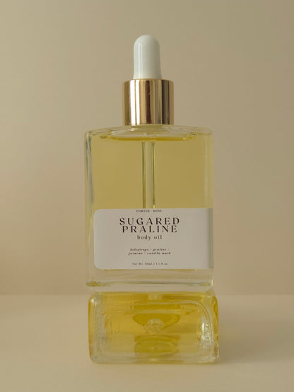 Collagen-boosting dry body oil with 40% Sweet Almond and Baobab to plump fine lines and promote cell turnover; a layerable, non-greasy body care product.